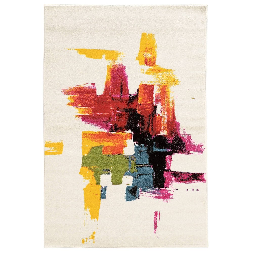 5'x7'6in Masters MR01 Brush Stroke Area Rug White - Linon