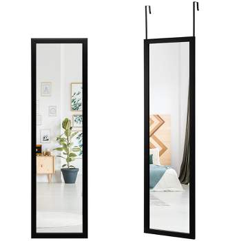 Tangkula Full Length Over The Door Mirror Hanging Hooks Wall Mount Dressing Mirror
