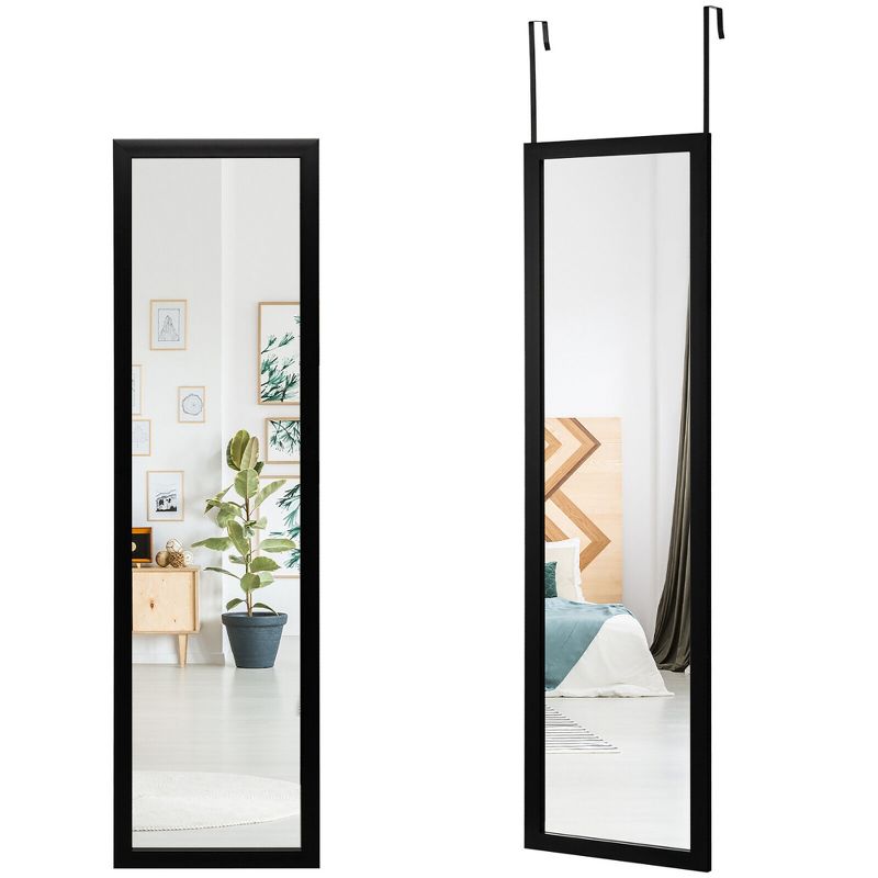 Tangkula Full Length Over The Door Mirror Hanging Hooks Wall Mount Dressing Mirror, 1 of 10