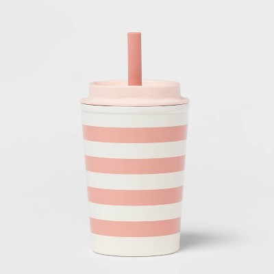 Image of Kids' 12oz Leak Proof Stainless Steel Portable Straw Tumbler Pink - Pillowfort™