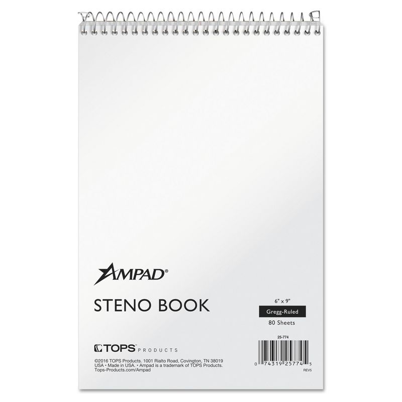 Ampad Recycled Steno Book Gregg 6 x 9 White 80 Sheets 25774, 1 of 6