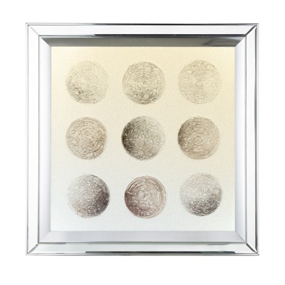 VisioGear Crystal Mirror Framed Wall Art on Mellow Golden Tint Background, Home Decor for Living Room, 19.7"*19.7"*1"