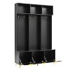 Large Multi-functional Storage Hall Tree with Bench,High Gloss Fluted Doors,6 Gold Hooks and Legs - 2 of 4