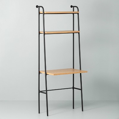 Wood \u0026 Wire Bookshelf With Desk 