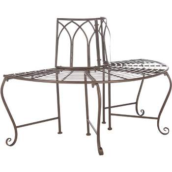 Abia Wrought Iron 50 Inch W Outdoor Tree Bench  - Safavieh