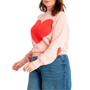 ELOQUII Women's Plus Size Heart Sweater