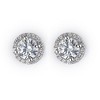 Amy and Annette 14K Gold or Sterling Silver Round Halo Earrings with Crystals - 3 of 4