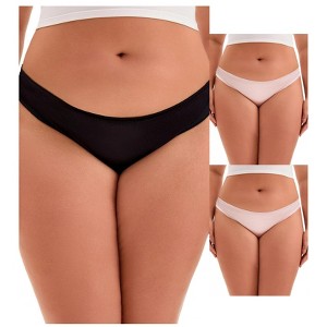 INSPIRE CHIC 3 Packs Women's Low Waist Panties Hi-Cut Frill Trim Satin Full Coverage Briefs, Available in Plus Size - 1 of 4