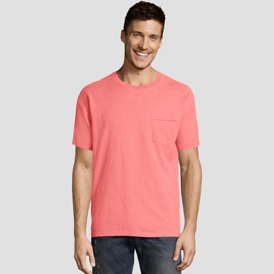 Hanes Men's Short Sleeve 1901 Garment Dyed Pocket T-shirt - Pink