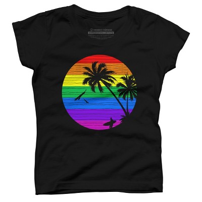 Girl's Design By Humans Rainbow Summer By clingcling T-Shirt