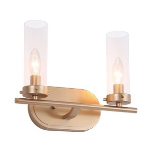 LNC Ellan 12.5-in Matte Gold Bathroom Vanity Light with Clear Glass, Modern, 2-Light - 1 of 4