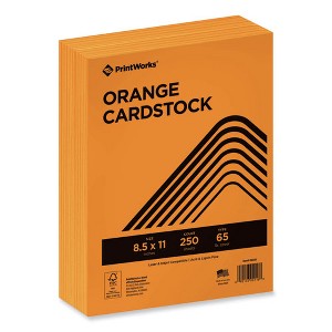 PrintWorks Professional Color Cardstock, 65 lb Cover Weight, 8.5 x 11, Orange, 250/Ream - 1 of 4