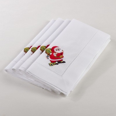 Saro Lifestyle Embroidered Santa Design Napkins (Set of 4)