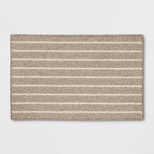 2'x3' Washable Striped Accent Rug Heathered Gray/Brown Almond - Threshold™ - 1 of 4