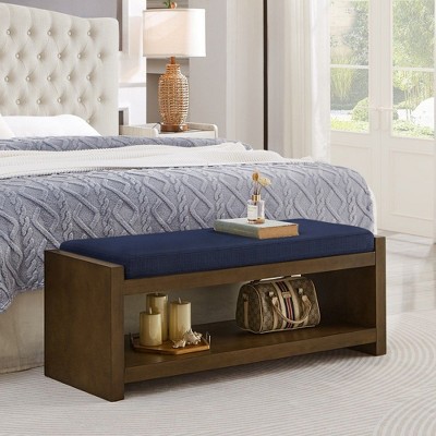 NicBex Modern Bench with Lower Shelf Shoe Rack,Bed End Bench with Removable Cushion for Bedroom,Living Room,Entryway