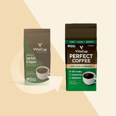 VitaCup Organic Low Acid Dark Roast Ground Coffee - 10oz