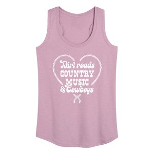 Women's - Instant Message - Dirt Roads, Country Music, & Cowboys Graphic Racerback Tank - 1 of 4