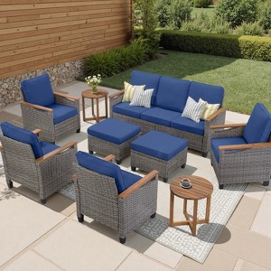 Buenhomino Outdoor PE Wicker Furniture Set – Modular Chairs, Sofas, Ottomans & Tables with All-Weather Cushions for Patio, Garden, Deck & Porch - 1 of 4