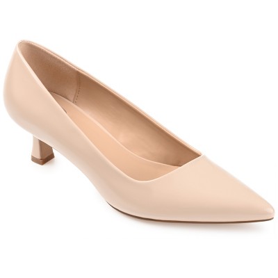 Journee Collection Womens Celica Slip On Kitten Heel Pointed Toe Pumps