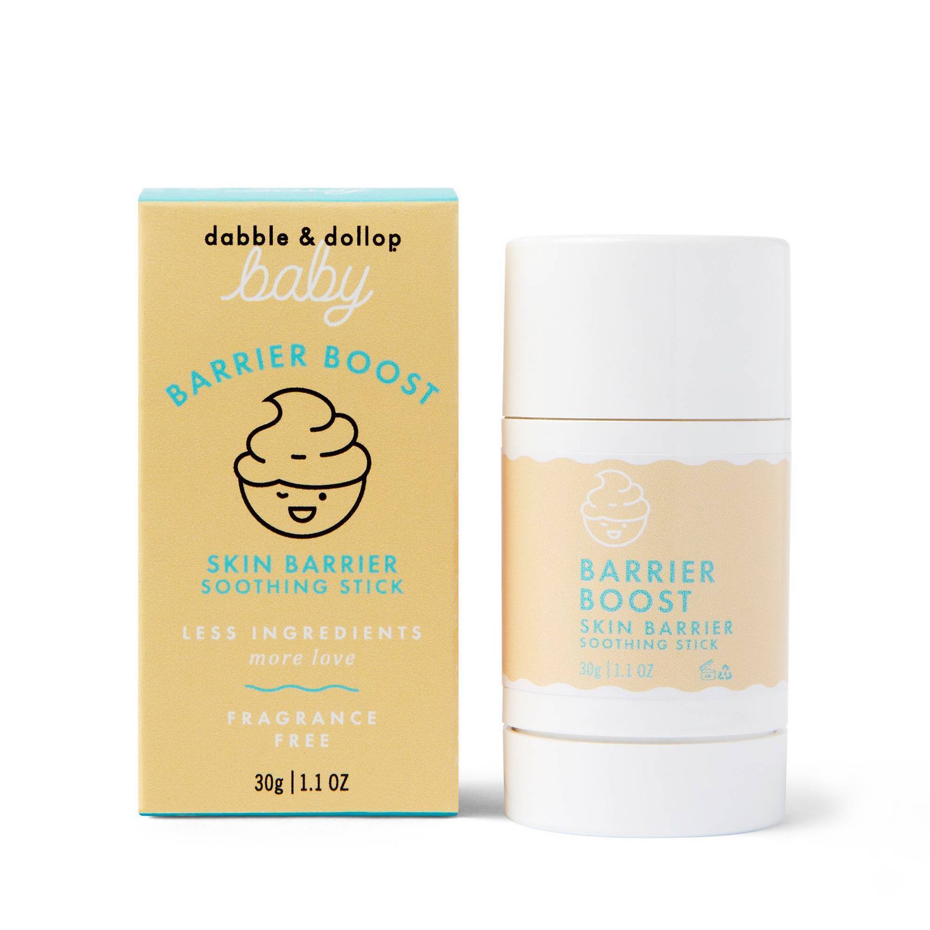 Dabble & Dollop Baby Barrier Boost Skin Soothing Stick, Fragrance-Free Balm for Dry Skin, Eczema-Prone & Sensitive Skin - 1.1 oz