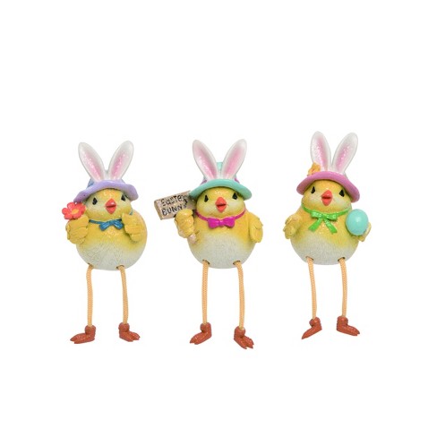 Transpac Resin Yellow Baby Chicks in Easter Bunny Hats Shelf Sitter Set of 3 Home Decorations Tabletop Mantel - image 1 of 1