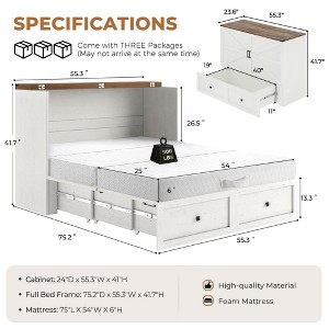 AMERLIFE 6 Inch Tri-Fold Memory Foam Mattress with Removable Washable Cover, for Guests, Camping, Dorm & Travel, White - 1 of 4