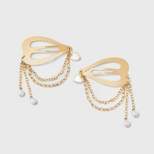 Heart with Chain and Pearl Hair Barrette - Wild Fable™ Gold