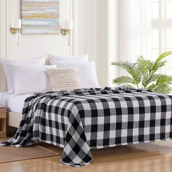 100% Cotton Blend Blanket, Luxury Breathable Buffalo Plaid Weave Design by Sweet Home Collection™