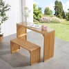Pine Dining Room Table and Bench, Indoor Wood Bench,  Entryway,Kitchen,Bedroom and Farmhouse Table and Bench Set with Tempered Glass-Cuddlewood - 2 of 4