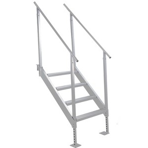 Heavy-Duty 4-Step Aluminum Dock Ladder for Boats, Piers & Floating Docks - 6063 Marine-Grade Aluminum with Non-Slip Rubber Treads - 1 of 4