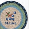 Earth Rugs Blueberry Maine Round Coaster – 7"x7" Braided Jute with Hand-Stenciled Blueberry Design, Rustic New England Charm - 2 of 3
