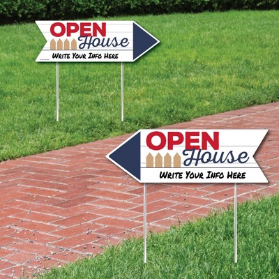 Big Dot of Happiness Open House - Real Estate Sign Arrow - Double Sided Directional Yard Signs - Set of 2