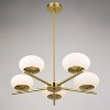 VAXCEL Sloane 5 Light LED Gold Satin Brass Mid-Century Modern Chandelier with White Glass Globes - 4 of 4