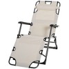 TIRAMISUBEST 2-in-1 Folding Chaise Lounge Chair for Outside - Adjustable Tanning Chair with Pillow & Pocket (Cream White) - 4 of 4