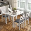 HOMCOM 5-Piece Dining Table Set, Small Kitchen Table Set for 4 with Upholstered Padded Chairs and Rubber Wood Legs and Back for Small Space, White - 3 of 4
