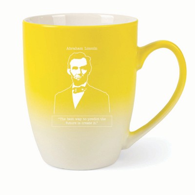 Elanze Designs The Best Way To Predict The Future Is Create It Two Toned Ombre Matte 10 ounce New Bone China Coffee Tea Cup Mug, Yellow and White