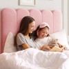 Homhougo Twin Bed Frame with Under-Bed Drawer, Pink Velvet Upholstered Platform Bed Pink - 4 of 4