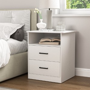 Resenkos Wood Nightstand With Charging Station, Bedside Table With 2 Drawers, Night Stand With Storage For Bedroom, - 1 of 4
