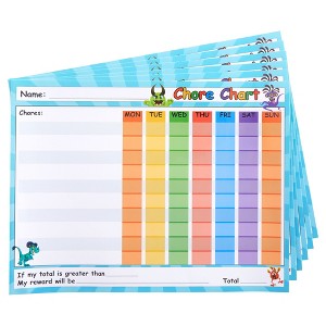 Juvale 6 Pack Dry Erase Chore Chart for Kids, Reusable Behavior Reward Board with Self-Adhesive for Classroom, Monster Designs, 14.5 x 11 In - 1 of 4