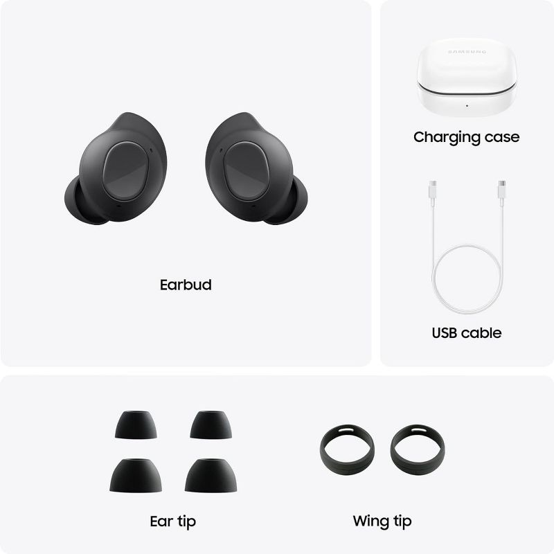 Samsung Galaxy Buds FE TWS Bluetooth Earbuds Active Noise Cancelling Touch Control Auto Switch Audio Wing Tip Design R400 International Model, 5 of 8