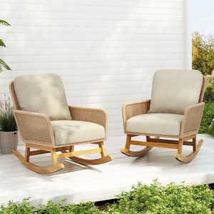 Vatros Contemporary Minimalist Wicker Rocking Chair Indoor and Outdoor Accent Chair - 1 of 4