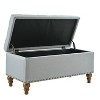 Hrinhom 36.6"W Linen Storage Bench, Wooden Leg Footstool,Ottoman With Rivet Trim - 3 of 4