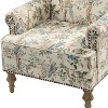 Yahweh Wooden Upholstered  Floral Pattern Design Armchair with Panel Arms and Camelback  | ARTFUL LIVING DESIGN - 3 of 4
