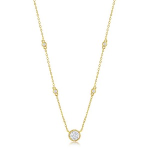 Bella Silver Sterling Silver Round CZ Station Necklace - Gold Plated - Gold - 16+2 Inch - 1 of 2