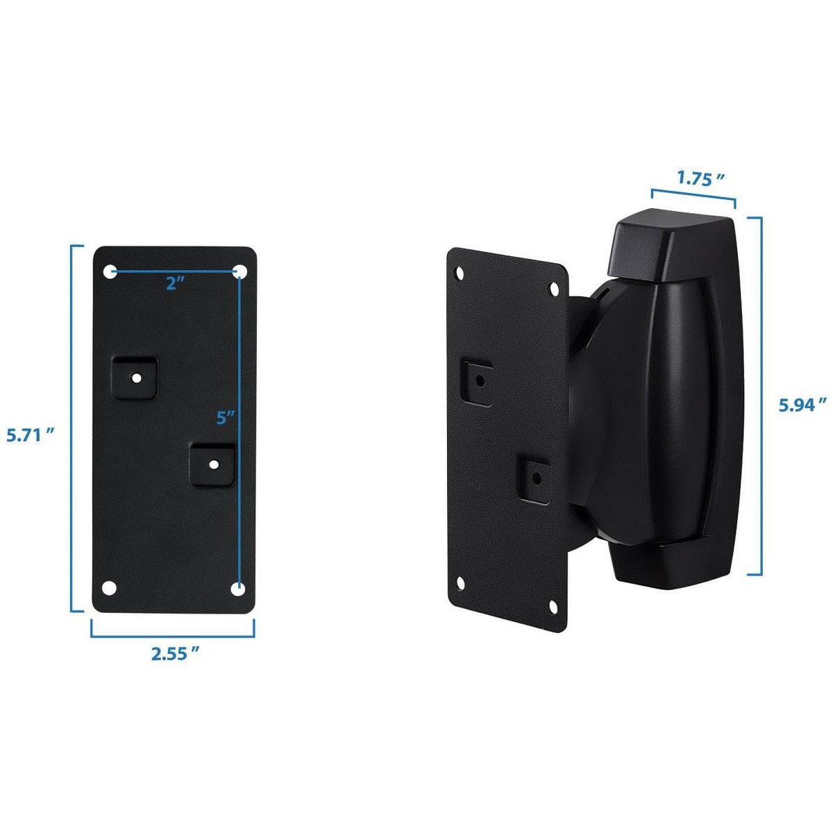 Mount-It! Heavy-Duty Speaker Wall Mount, Universal Adjustable Design for Bookshelf, Large or Small Speakers | 1 Pair | 22 Lbs. Capacity | Black - thumbnail 6