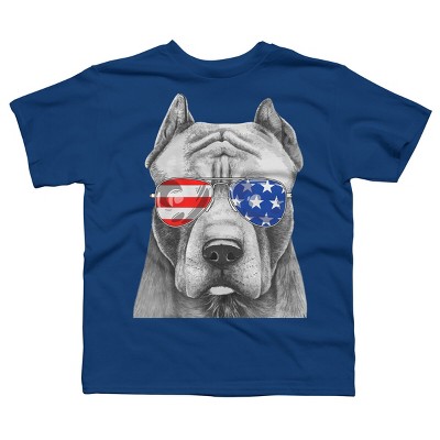Boy's Design By Humans American Pitbull With Sunglasses By T-Shirt