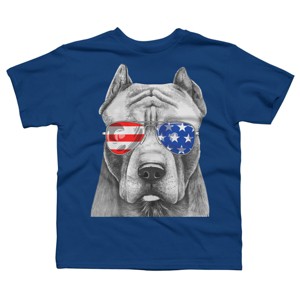 Boy's Design By Humans American Pitbull With Sunglasses By T-Shirt - 1 of 2