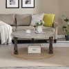 Mid-Century 2-Tier Gray Coffee Table with Storage Shelf - The Pop Home - 2 of 4