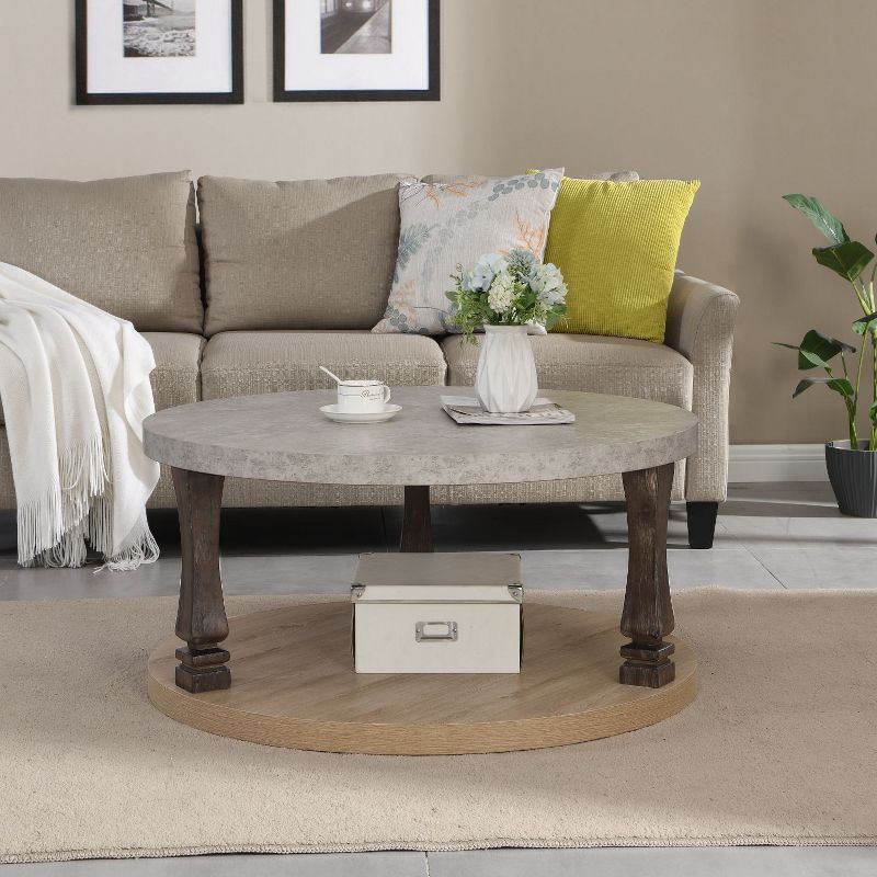 Mid-Century 2-Tier Gray Coffee Table with Storage Shelf - The Pop Home, 2 of 9