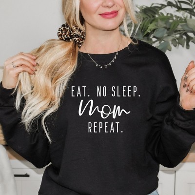 Simply Sage Market Eat. No Sleep. Mom Repeat. Sweatshirt - S - Midnight